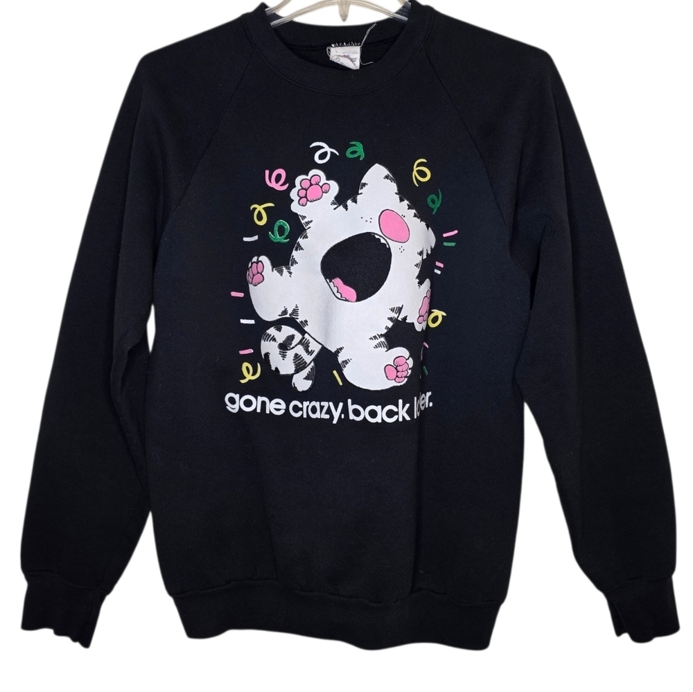 Vintage Jim Benton Cat Sweater On USA Fruit Of The Loom Crewneck Size Large